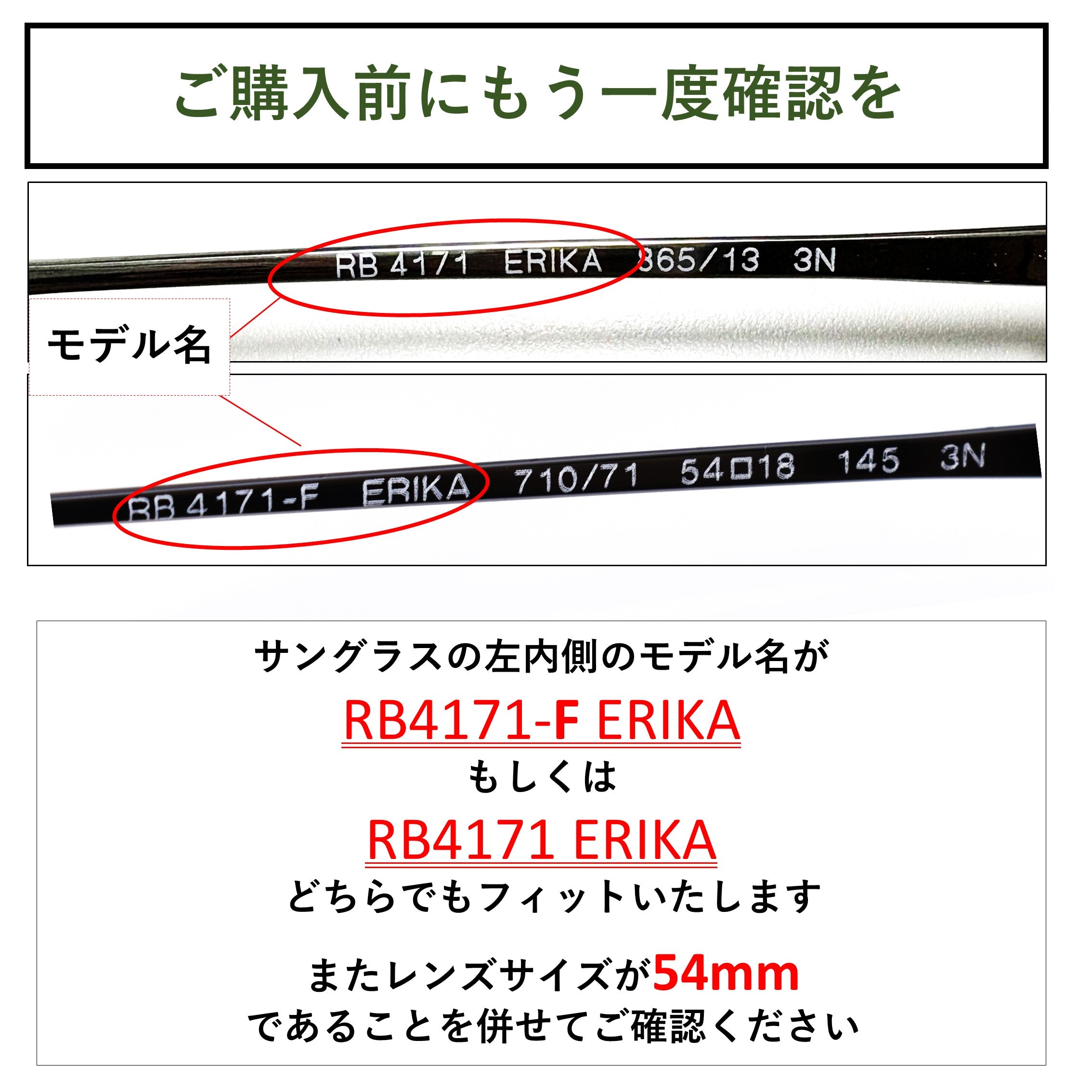 レイバン サングラス エリカ RB4171F 54mm (Ray-Ban ERIKA) 用 替え