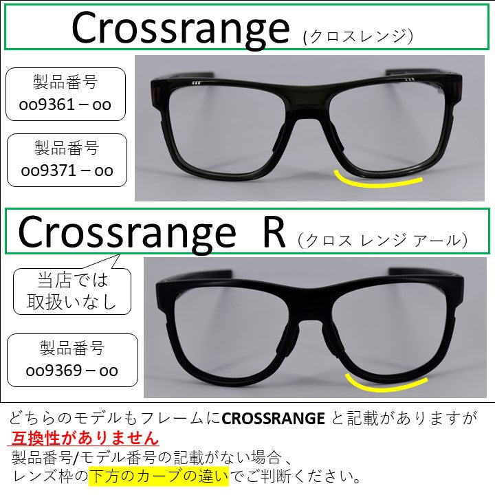Crossrange 製品番号 oo9361 / oo9371 クロスレンジ 用 交換レンズ 替えレンズ